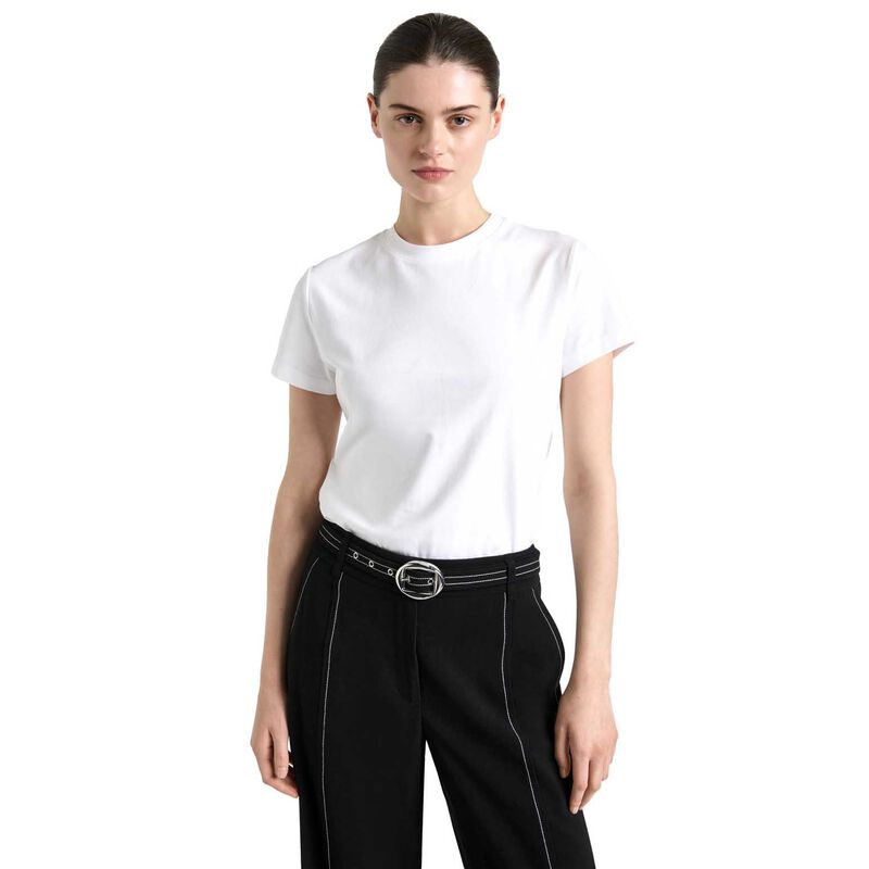 Cue White Fitted Pima Cotton Tee image number 0